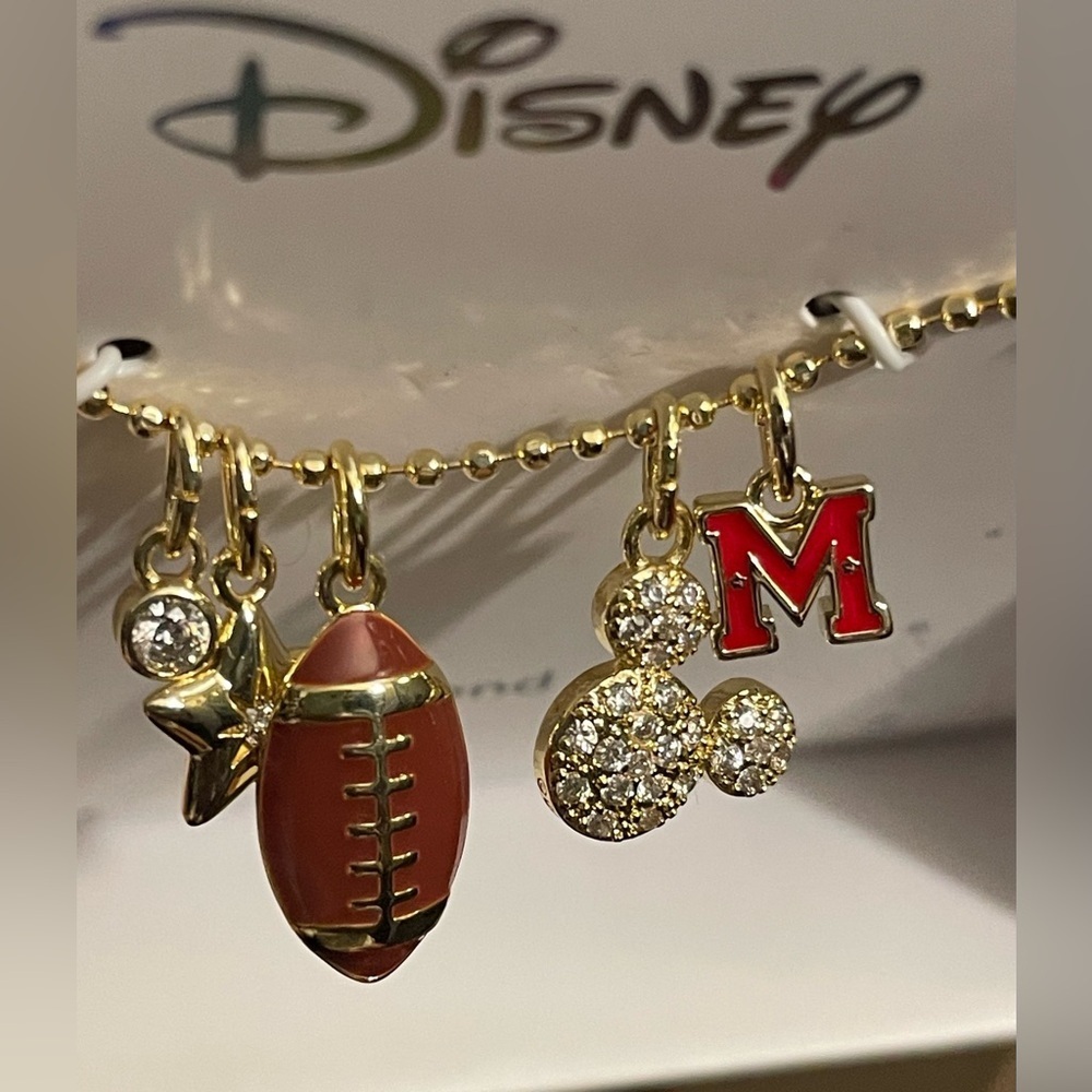 Disney Necklace,Mickey Mouse necklace,Disney Gold and Red Charm Necklace - Picture 2 of 8